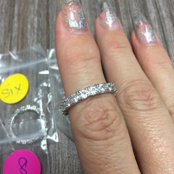 Round Cut Eternity Band/Ring in Silver - Picture 5 of 8